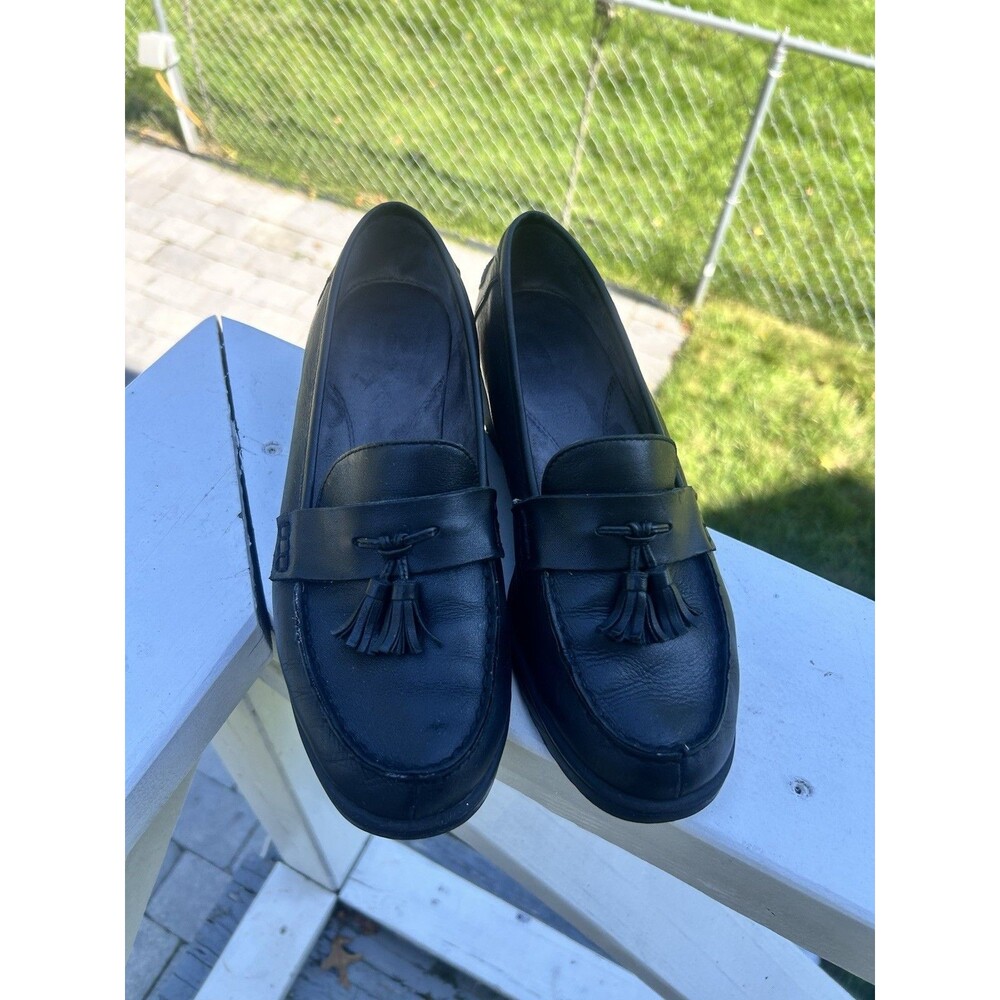 Aerosoles Black Leather Tassel Loafers Women’s Size 8.5 M Slip-On Shoes